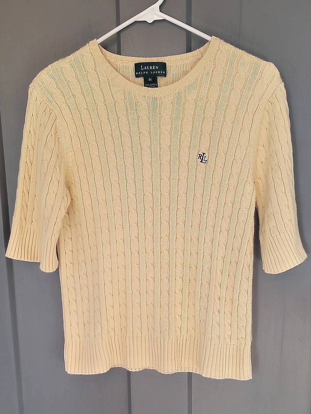 Lauren Ralph Lauren Cable Knit Cotton Sweater Size Medium Like New